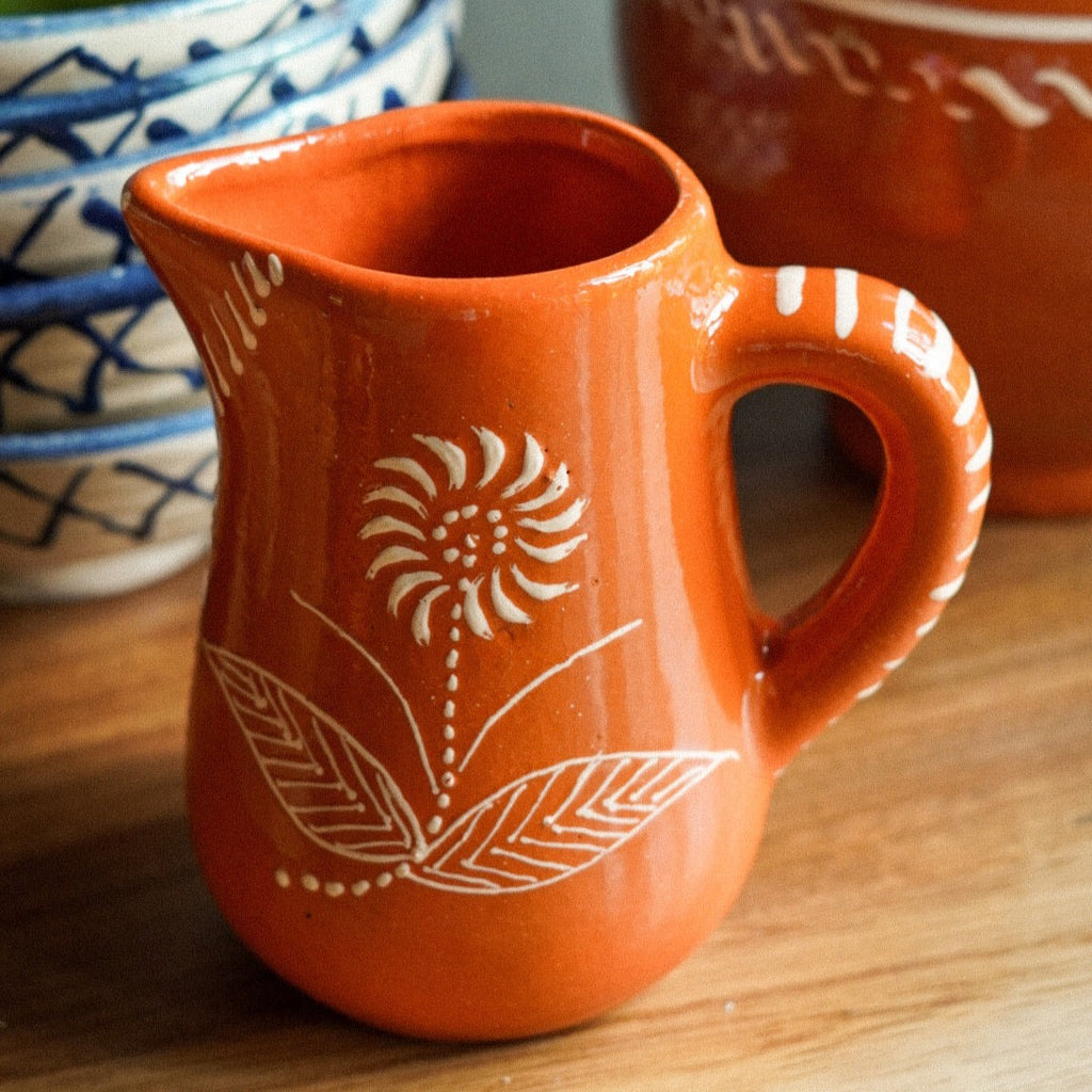 Portuguese Pottery Terracotta Glazed Clay Pitcher