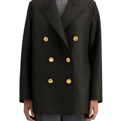 Slouchy Pressed-Wool Peacoat