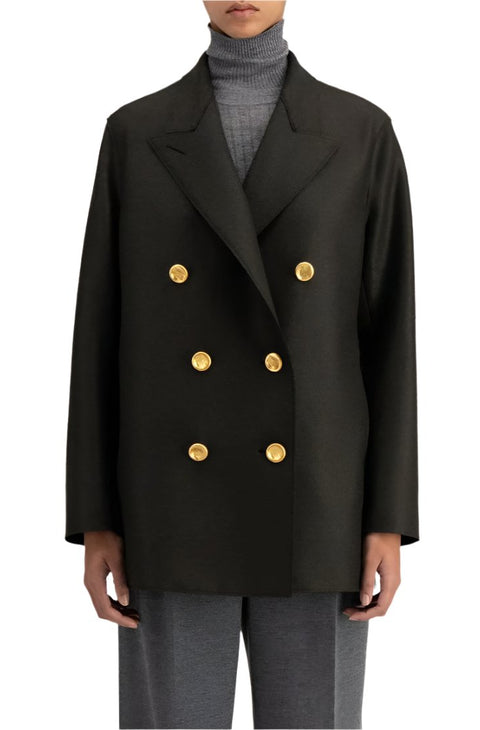 Slouchy Pressed-Wool Peacoat