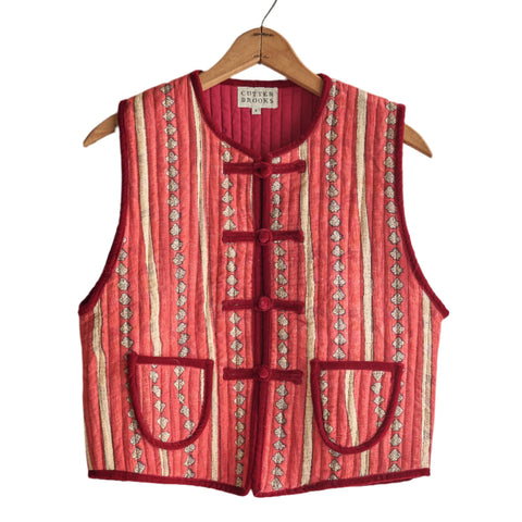 Quilted Kantha Vest with Velvet Trim (One Size)