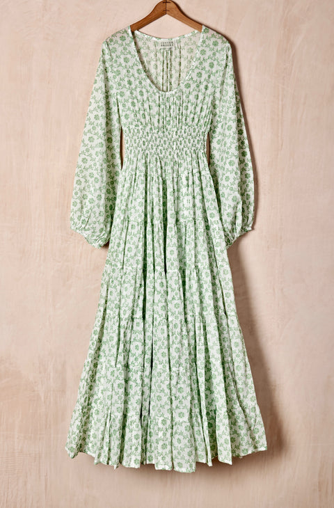 Floral Cotton Dress, Green
