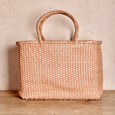 Woven Leather Basket Bag