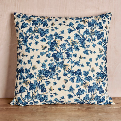 Chatsworth Ivy Quilted Cushion Cover (Blue)