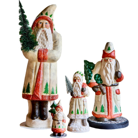 Hand-Painted Papier-Maché Santas