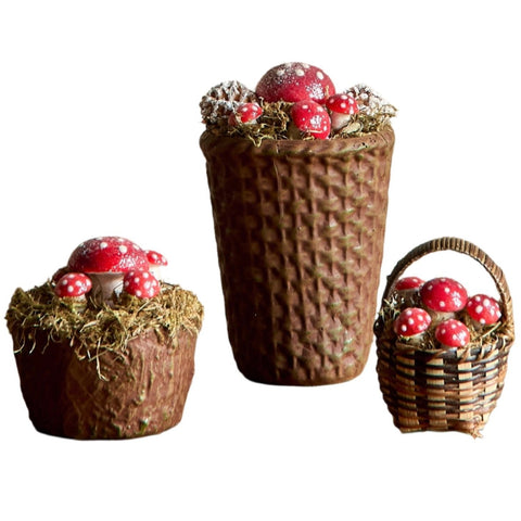 Mushrooms in Glitter Baskets