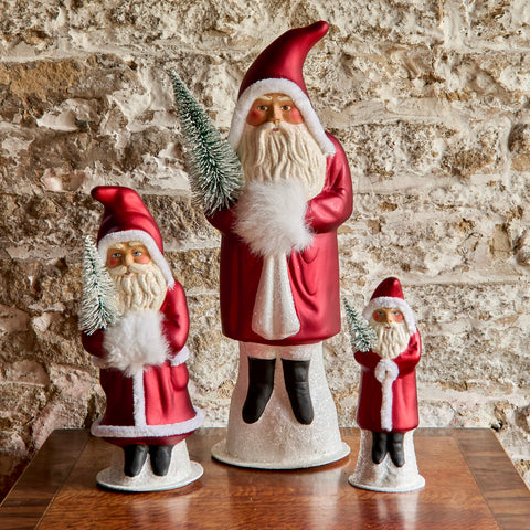 Hand-Painted Papier-Maché Santas