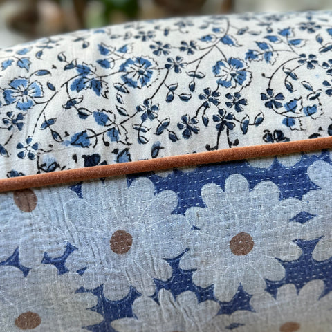 Vintage Kantha And Block Print Cushion