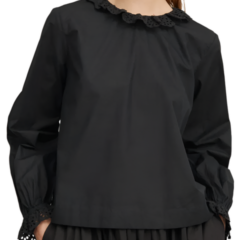 Cornflower Cotton Blouse (black)